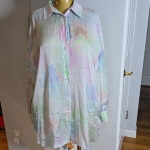 Pastel Watercolor Button-Up Shirt